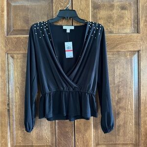 MICHAEL Michael Kors Black V-Neck Women's Top - Size XS - Brand New w/Tags